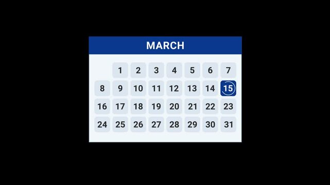 15 March date calendar Animation
