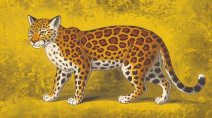 Fototapeta premium leopard onyellow backround