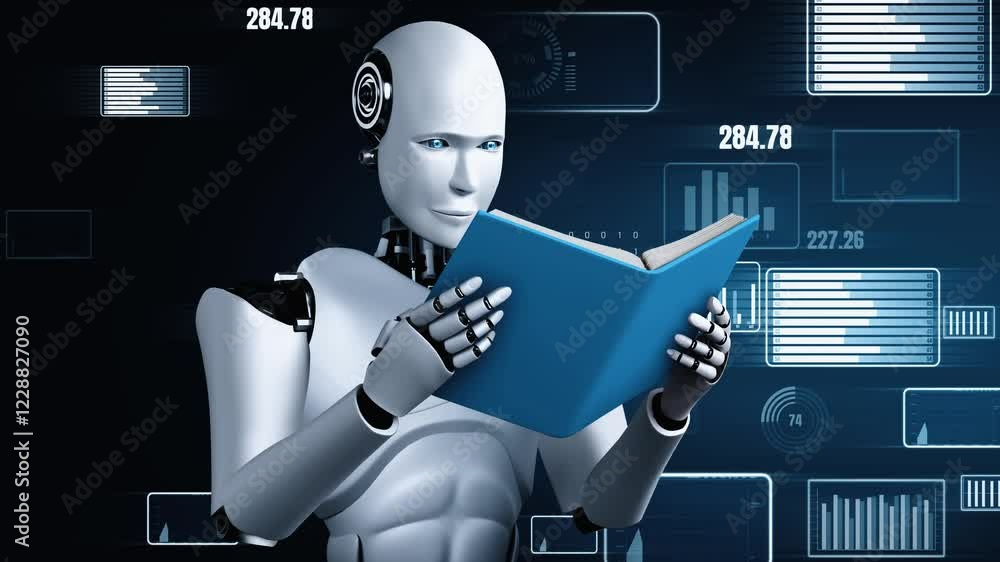 Poster future financial technology controll by ai robot huminoid uses machine learning and artificial intel
