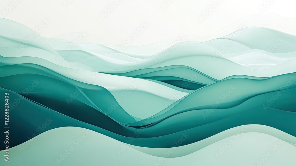 Poster smooth gradient background blending teal, green, and blue tones, creating a calm and minimalistic de