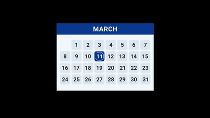 11 March date calendar Animation