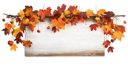 autumn leaves on wooden background