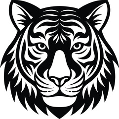 Black And White Tiger Head Silhouette Vector