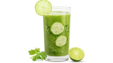 Fototapeta premium Refreshing Green Juice with Lime and Cucumber