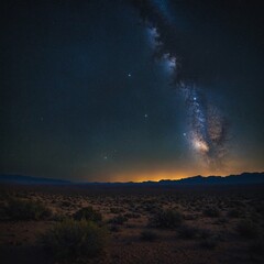 Fototapeta premium A vast desert with the most beautiful night sky filled with stars in the background.