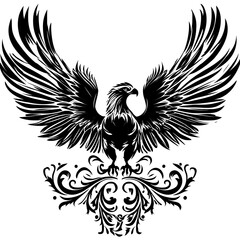 Fototapeta premium Stylized eagle graphic design, intricate background