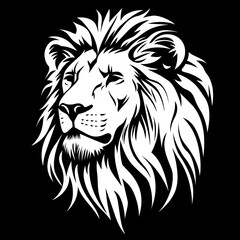 Obraz premium Majestic lion head profile, bold design, graphic art, for prints or posters