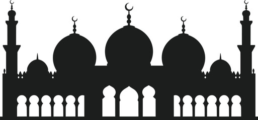 Grand Islamic Mosque Silhouette Vector – Elegant Arabic Architecture for Ramadan & Eid