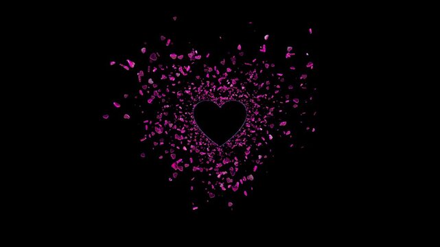 Heart on black.Valentine&acute;s day animation on green screen or chroma key.Falling red hearts on a chroma key background. 3D rendering of animation. Video effect for valentine's day and weddings. Green sc