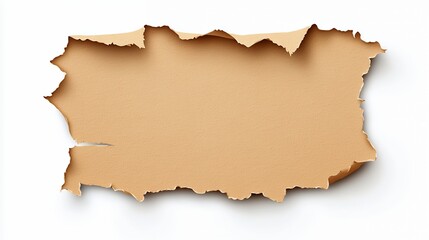 Light Brown Torn Cardboard Texture On White