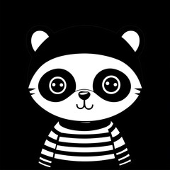 Cute Panda Portrait, Cartoon Style, Simple Design, Vector Illustration, Childrens Book Illustration