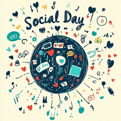 Obraz premium a graphic featuring a large globe at the center