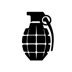 Grenade Icon: A bold, high-contrast silhouette of a traditional grenade, emphasizing its distinct design and potential for explosive power. 