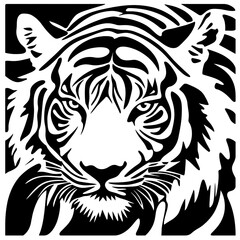 Fototapeta premium Black and white tiger head graphic design