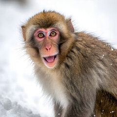 Obraz premium Portrait of long tailed macaque on white background