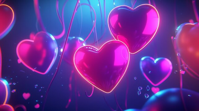 Animated social media graphic with neon heart pulsations, promo codes glowing alternately, and bold call to action text Glow in Love with GLOW