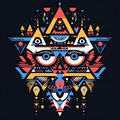 Abstract Geometric Face Art Design; Use for Poster, T-shirt, or Print