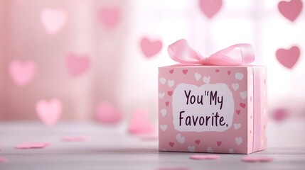 Cartoon style Valentines box with playful signage You're My Favorite, bright vibrant colors, whimsical hearts, cheerful vibe