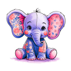 cute baby elephent sitting illustaration cartoon.