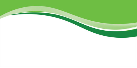 Abstract White and Green wave wide modern background art banner