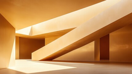 A modern minimalist house design in soft cream-brown hues, placed against a dark background for visual drama.