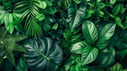 Vibrant Green Leaves in a Natural Pattern
