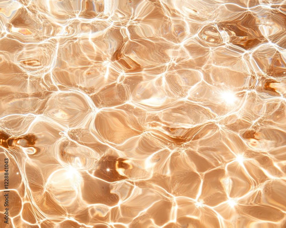 Aufkleber sunlit rippling water in pool creates abstract texture with shimmering reflections. warm tones and f
