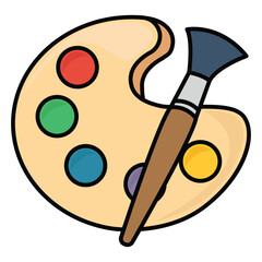 Painting supplies, color palettes, colorful tubes, watercolors, oil paints, acrylic paints.