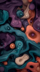 Abstract Swirling Fluid Neon Art Background  Digital Paint  3D Render