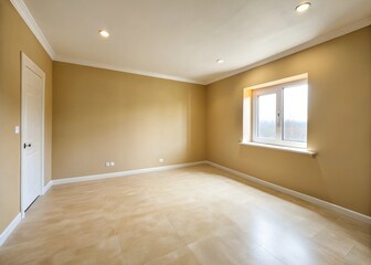 Minimalist Interior: Smooth Putty Walls Ready for Paint in New Construction Home