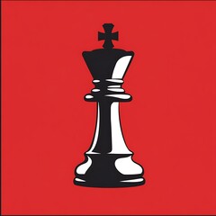 Chess King Silhouette on Red Background. Possible use for graphic design, print media