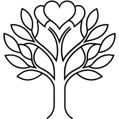 Obraz premium Heart-Shaped Tree Outline in Line Art