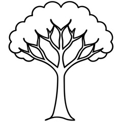 Heart-Shaped Tree Outline in Line Art