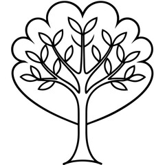 Obraz premium Heart-Shaped Tree Outline in Line Art