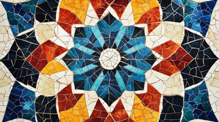 Geometric traditional Islamic ornament Fragment of a ceramic mosaicAbstract background for design