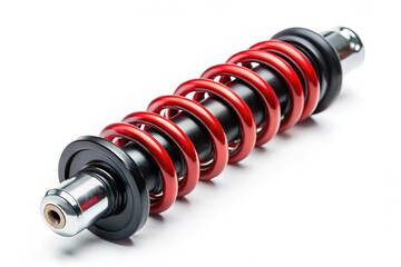 New Black Shock Absorber, Isolated on White Background, Long Exposure Photography