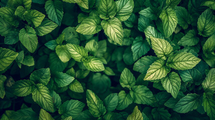 Vibrant Green Leaves in a Natural Pattern

