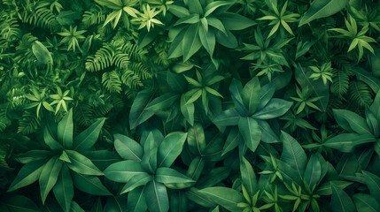 Vibrant Green Leaves in a Natural Pattern
