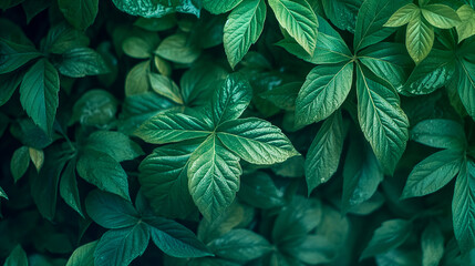 Vibrant Green Leaves in a Natural Pattern
