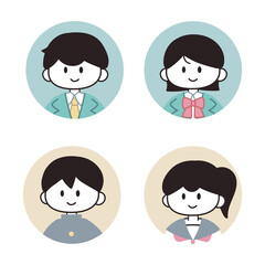 シンプルな学生のアイコン4種