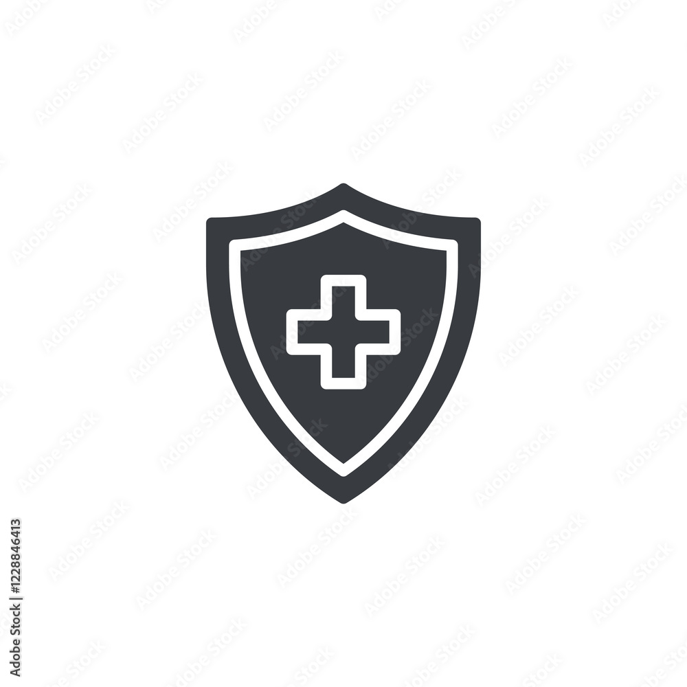 Poster shield with a plus vector icon