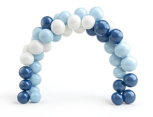 Blue, white, and light-blue balloon arch.
