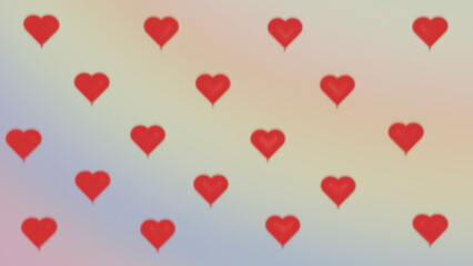 blurred red balloon hearts on a gradient background, Valentine's day
