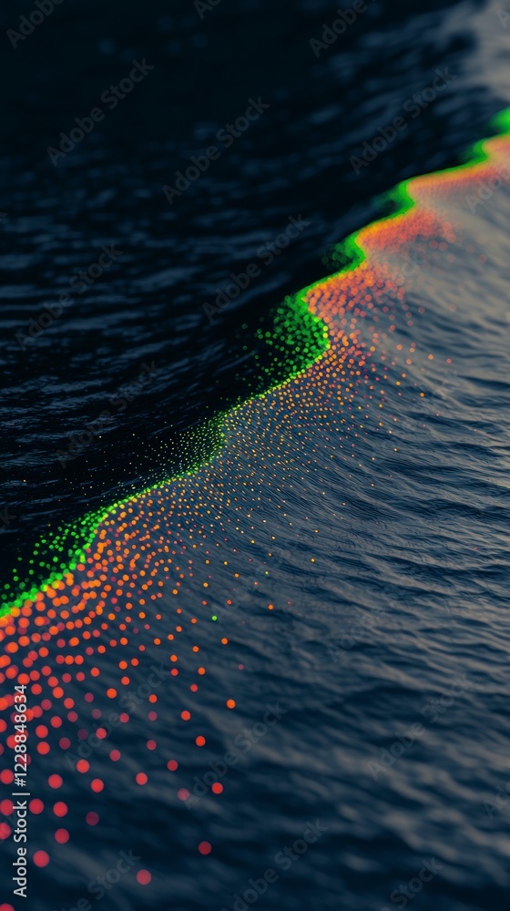 Aufkleber abstract glowing particle waves digital music visualization background