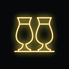 Neon icon representing two cocktail glasses, perfect for representing concepts like bar, drinks and nightlife