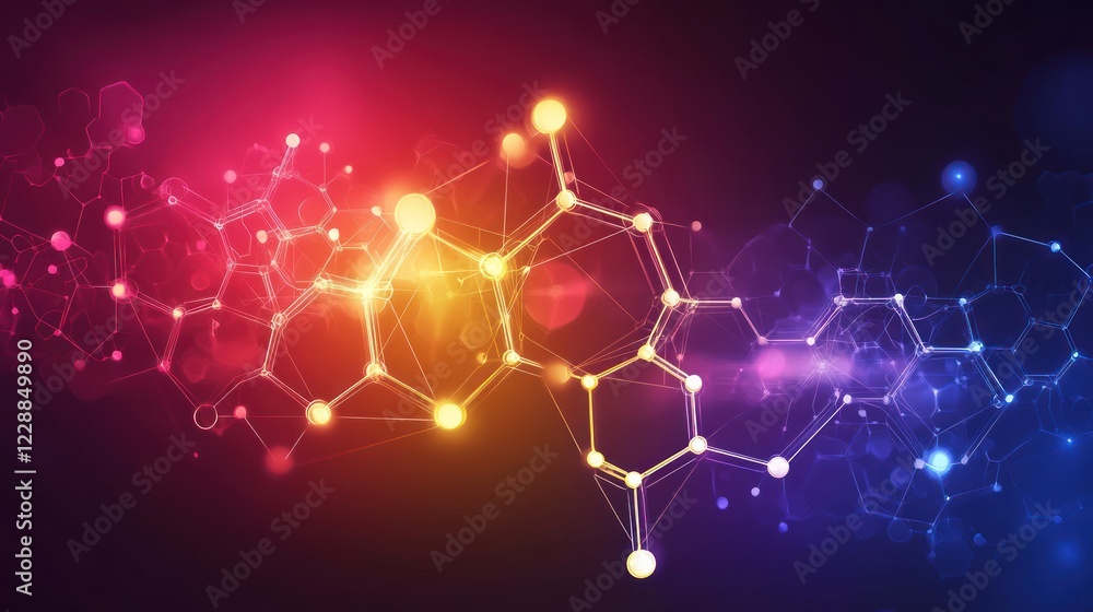 Aufkleber abstract network connection, glowing nodes and lines.
