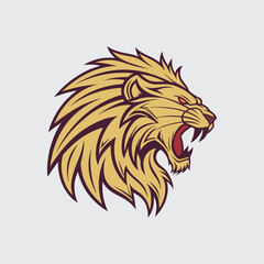 Stylized Angry Lion Head Vector Illustration
