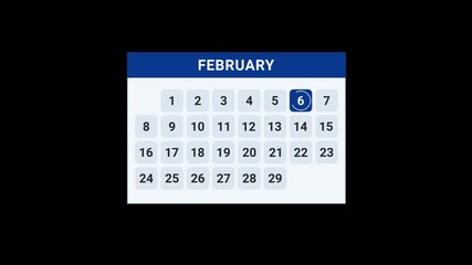 6th February Date Calendar Animation