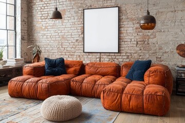 Leather Sofa Sectional in Industrial Loft Setting