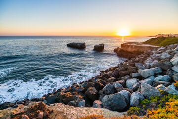 Santa Cruz, California, USA. Beautiful sunset landscape on the Pacific Ocean coast
